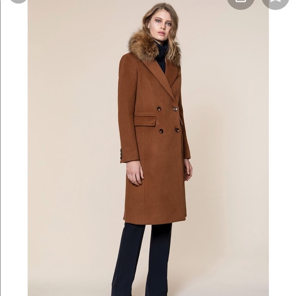 SOIA & KYO - Double Breasted Fur Trim Coat - Picture 2 of 9